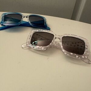 TWO Pairs of Janie and Jack Square Sunglasses, Ombré Blue, Pink Hearts, 4+